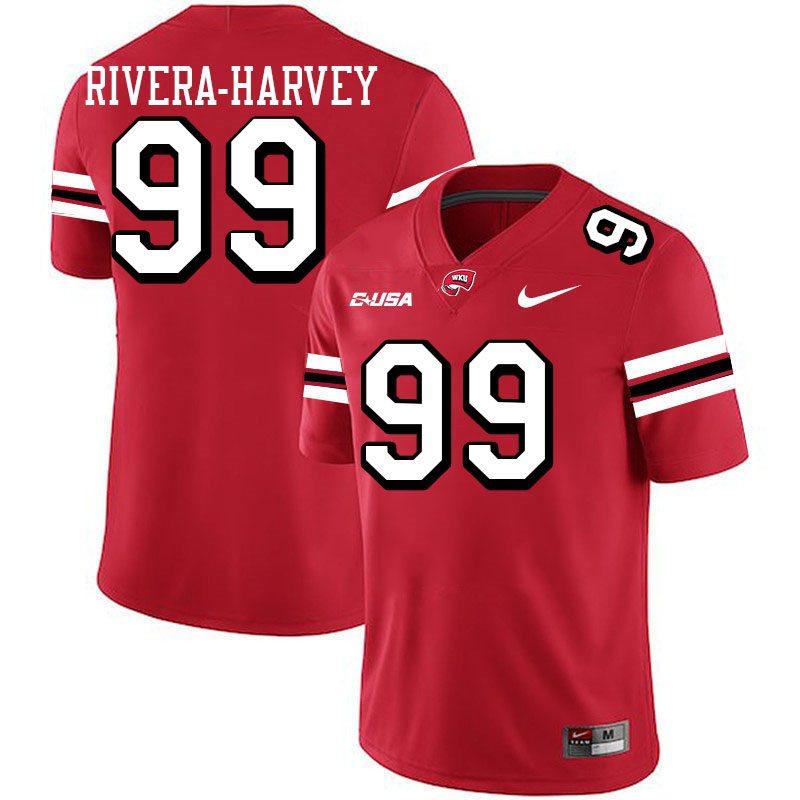 Western Kentucky Hilltoppers #99 Jalil Rivera-Harvey College Football Jerseys Stitched-Red